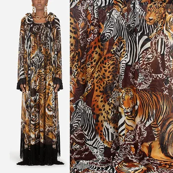 Шифоновая ткань шириной 145 см с рисунком тигра/Зебры/Змеи/леопарда для женского летнего платья-блузки Tissu Tela Хлопок материал Ткань своими руками