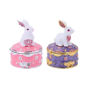 Шкатулка с милым кроликом, модные настольные украшения, подвесная шкатулка с кроликом для ожерелий, серег, колец-гвоздиков, талисманов, подарок на день рождения