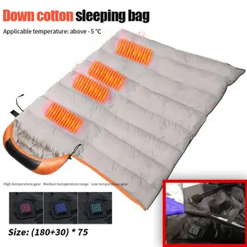 Электрический спальный мешок с подогревом, одеяло, USB-обогреватель, тепло для отдыха в кемпинге, Водонепроницаемые спальные мешки, подушечки для зимнего сна в лагере.