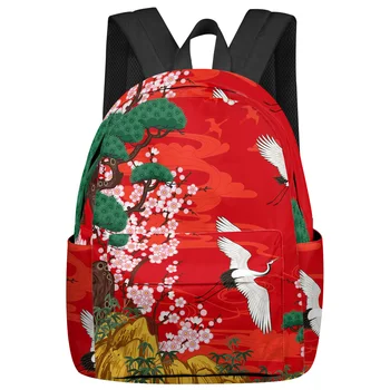 Японский стиль Сакура Красный Студенческие Школьные сумки Ноутбук Изготовленный на заказ Рюкзак для мужчин Женщин Женский Дорожный рюкзак Mochila