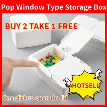 Ящик для хранения типа Pop Window, Креативный Настольный ящик для хранения с откидной крышкой, Выдвижной ящик для мелких предметов, Круглая простая коробка для хранения с двойной сеткой